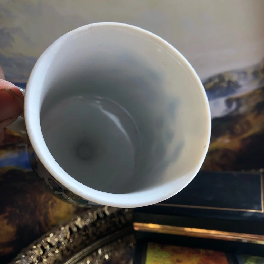 ☕️VINTAGE Arnart Smug Mug “Spring Garden” Floral Butterfly Ceramic Mug ☕️